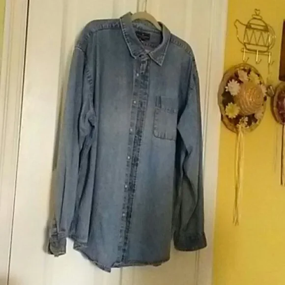  Steve & Barry's Faded Blue Jean Men Shirt Size XXL - Picture 4 of 5